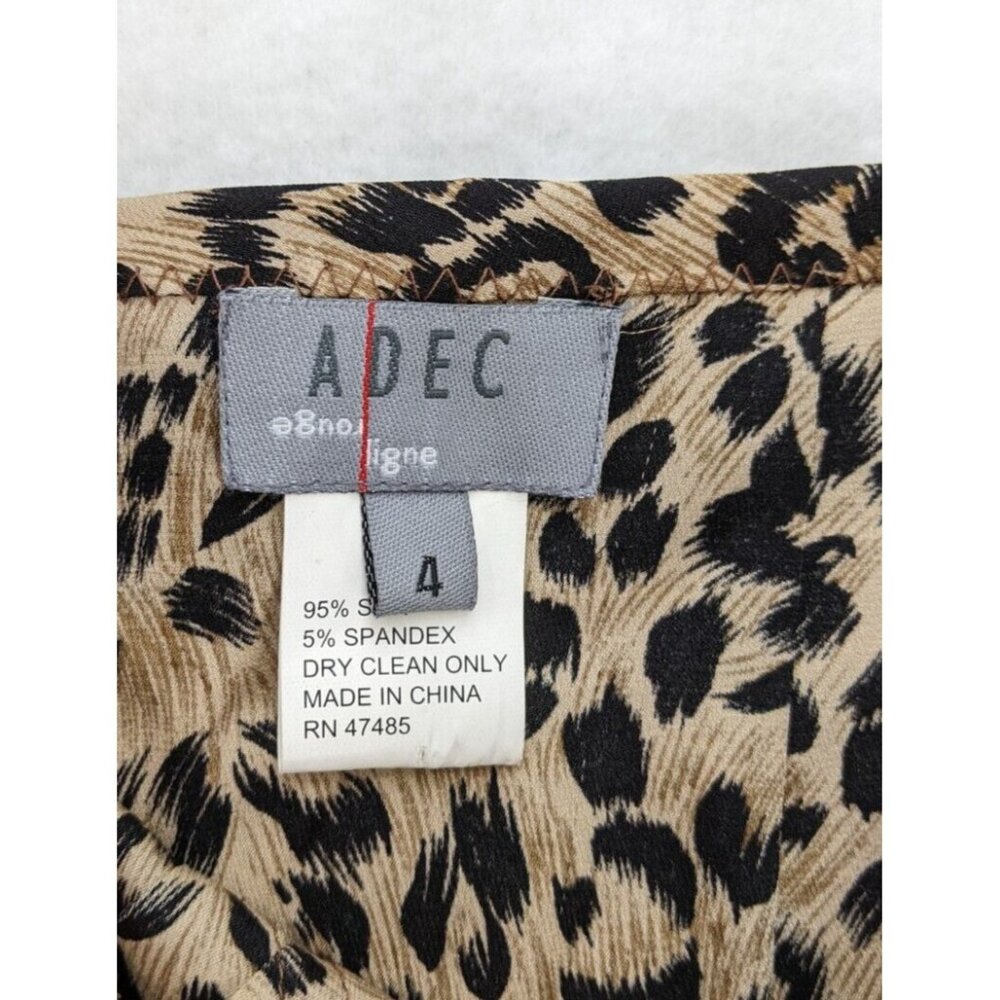 Adec Women's Skirt Size 4 Leopard Animal Print Silk A-Line - Picture 3 of 10